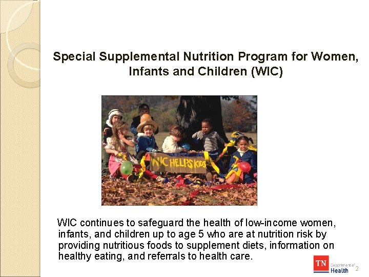 Special Supplemental Nutrition Program for Women, Infants and Children (WIC) WIC continues to safeguard
