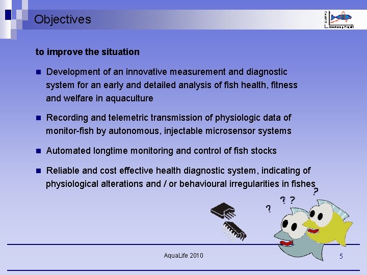 Fisch. FIT Objectives Monitoring-Projekt to improve the situation n Development of an innovative measurement