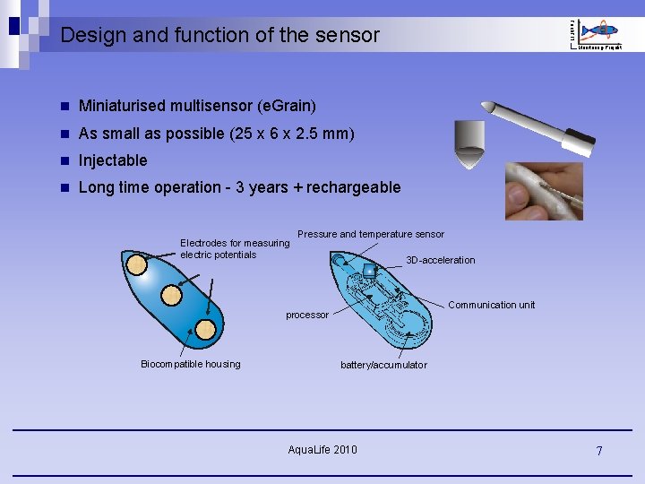 Fisch. FIT Design and function of the sensor n Miniaturised multisensor (e. Grain) n