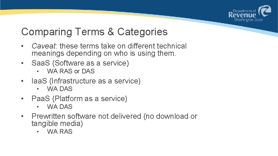 Comparing Terms & Categories • • Caveat: these terms take on different technical meanings