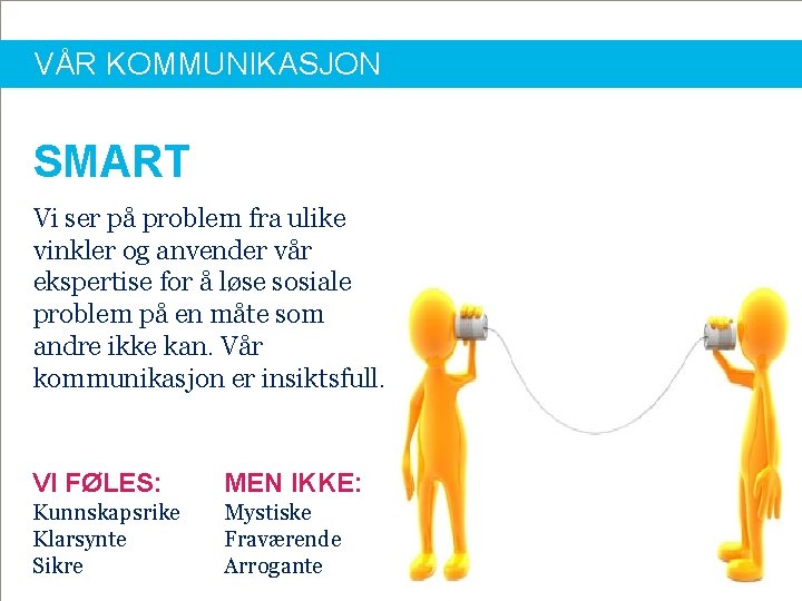 VÅR KOMMUNIKASJON SMART Vi ser på problem fra ulike vinkler og anvender vår ekspertise