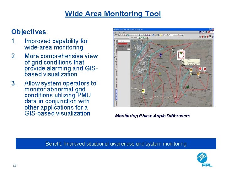 Wide Area Monitoring Tool Objectives: 1. 2. 3. Improved capability for wide-area monitoring More