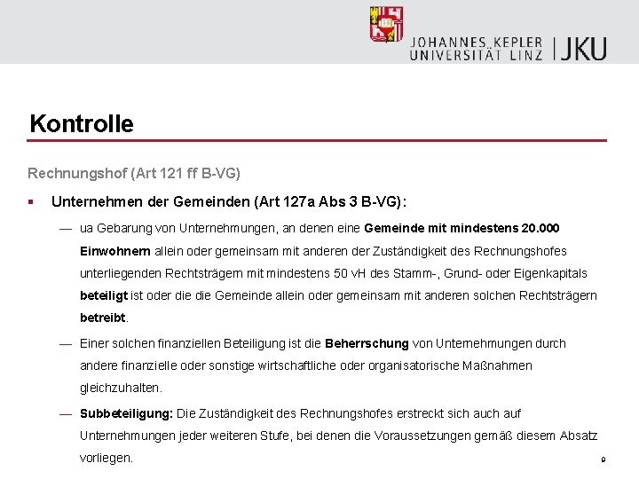 Kontrolle Rechnungshof (Art 121 ff B-VG) § Unternehmen der Gemeinden (Art 127 a Abs