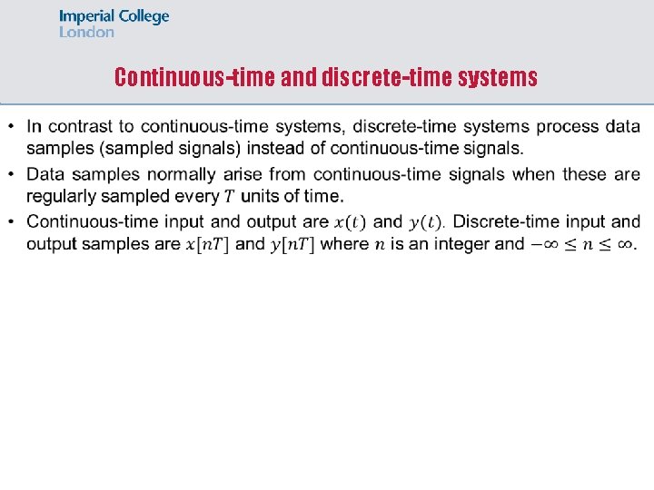Continuous-time and discrete-time systems 