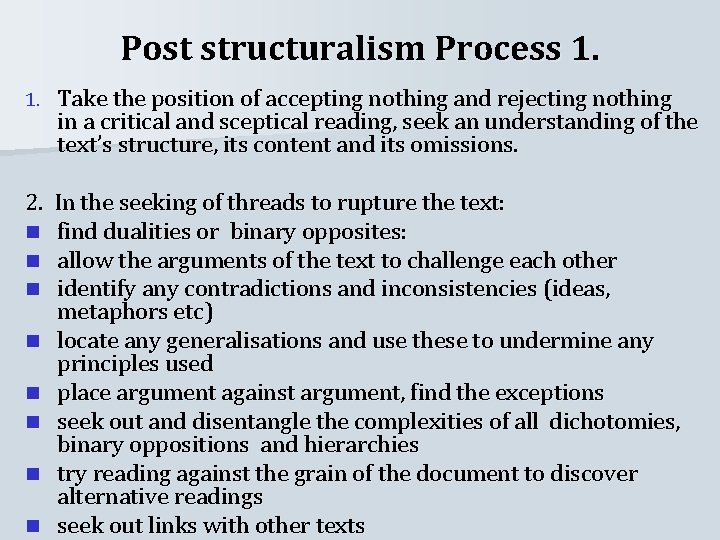 Process Structuralism Qualitative Data Analysis An Introduction Carol Grbich Chapter