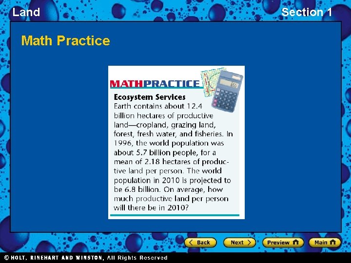 Land Math Practice Section 1 