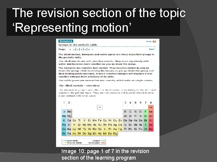 The revision section of the topic ‘Representing motion’ Image 10: page 1 of 7
