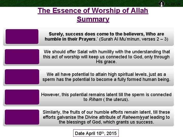 The Essence of Worship of Allah Summary Surely, success does come to the believers,