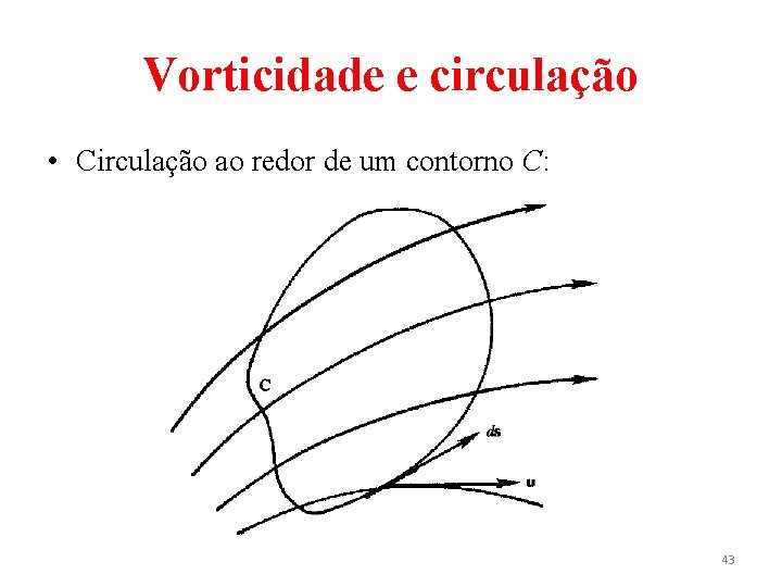 Vorticidade e circulação • Circulação ao redor de um contorno C: 43 