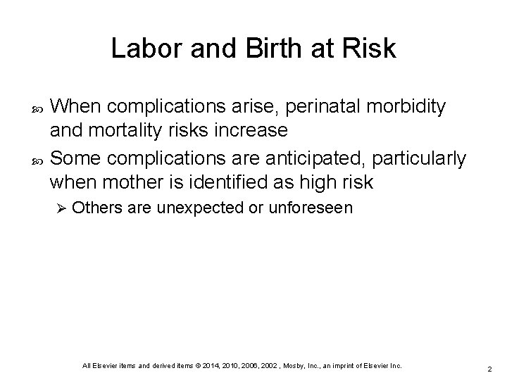 Chapter 17 Labor and Birth Complications All Elsevier