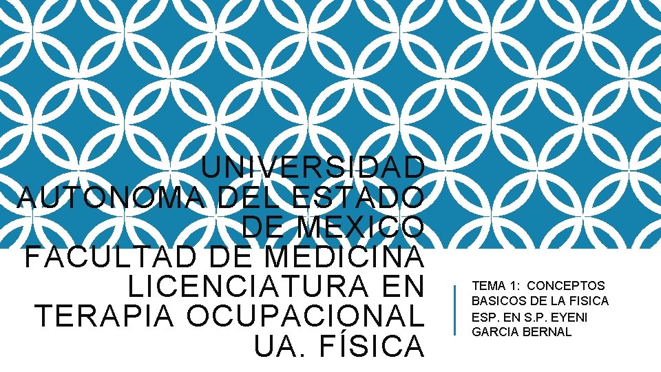 UNIVERSIDAD AUTONOMA DEL ESTADO DE MEXICO FACULTAD DE MEDICINA LICENCIATURA EN TERAPIA OCUPACIONAL UA.
