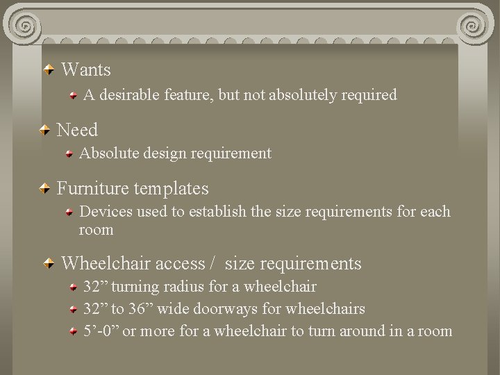 Chapter 13 Designing Floor Plans Floor Plan Contains