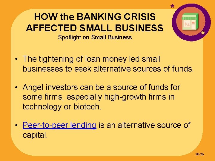 HOW the BANKING CRISIS AFFECTED SMALL BUSINESS * Spotlight on Small Business * •