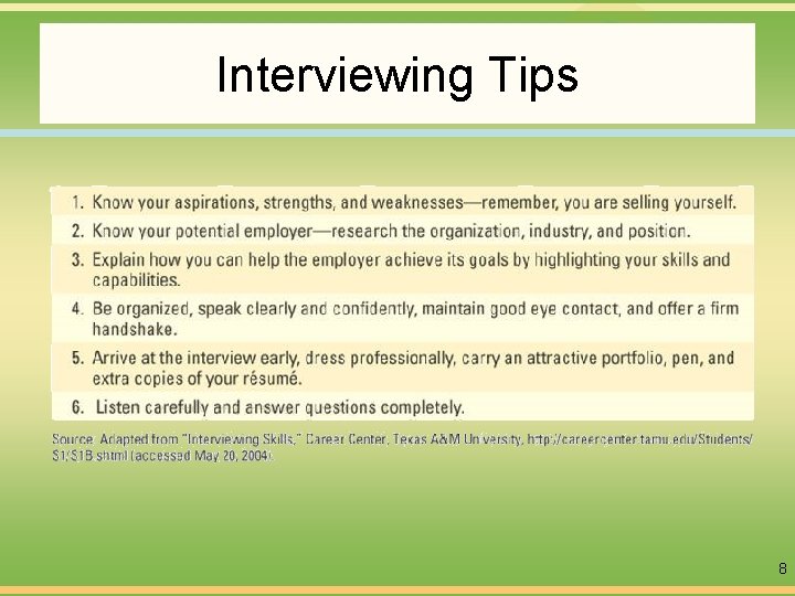 Interviewing Tips 8 