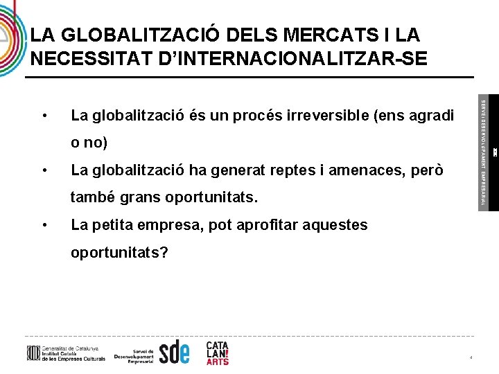 LA GLOBALITZACIÓ DELS MERCATS I LA NECESSITAT D’INTERNACIONALITZAR-SE La globalització és un procés irreversible