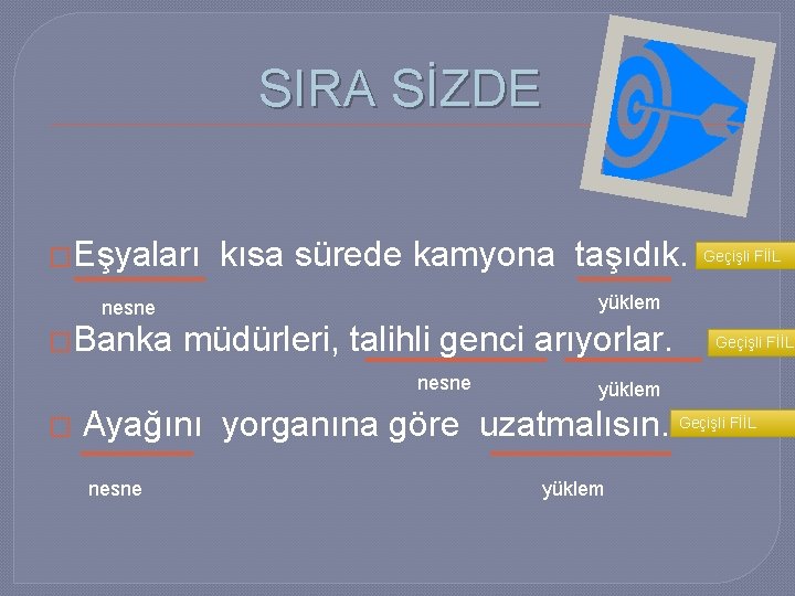 SIRA SİZDE �Eşyaları nesne �Banka kısa sürede kamyona taşıdık. yüklem müdürleri, talihli genci arıyorlar.