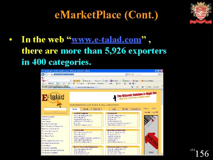 e. Market. Place (Cont. ) • In the web “www. e-talad. com” , there