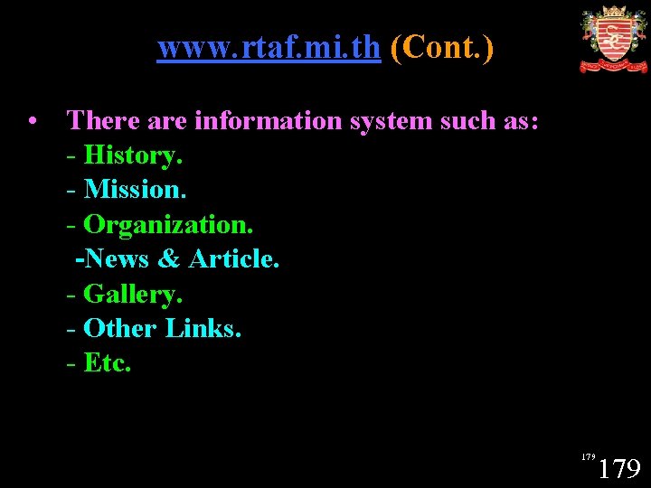 www. rtaf. mi. th (Cont. ) • There are information system such as: -