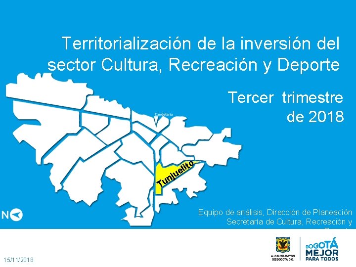 Territorialización de la inversión del sector Cultura, Recreación y Deporte Tercer trimestre de 2018