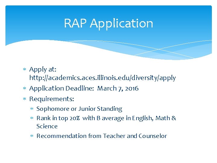 Enrichment Programs Class of 2017 Todays Objective Benefits