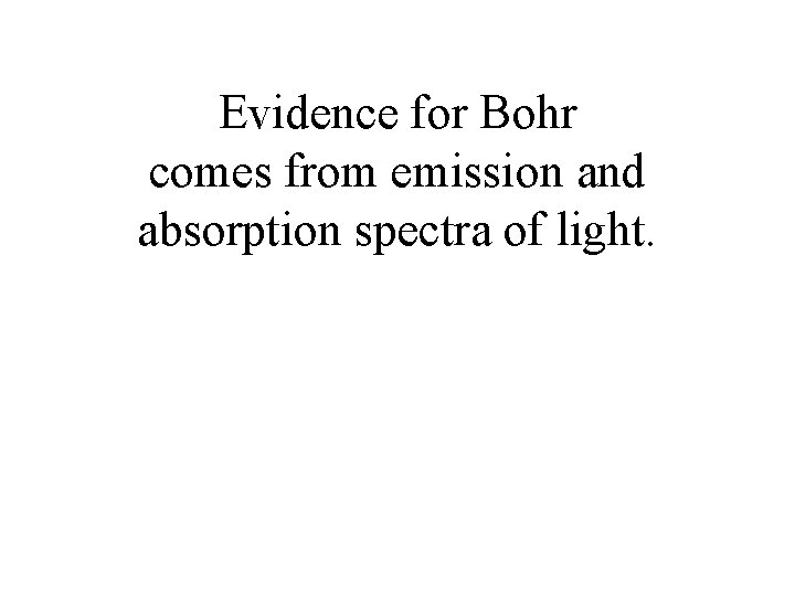 Evidence for Bohr comes from emission and absorption spectra of light. 