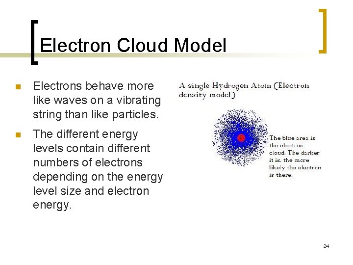 Electron Cloud Model n Electrons behave more like waves on a vibrating string than