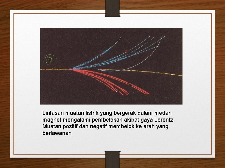 Lintasan muatan listrik yang bergerak dalam medan magnet mengalami pembelokan akibat gaya Lorentz. Muatan