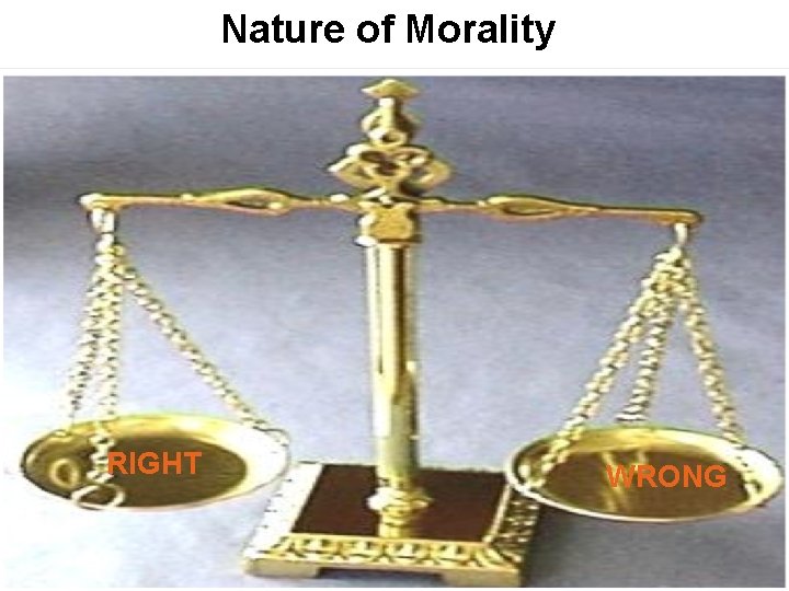 Nature of Morality RIGHT WRONG 