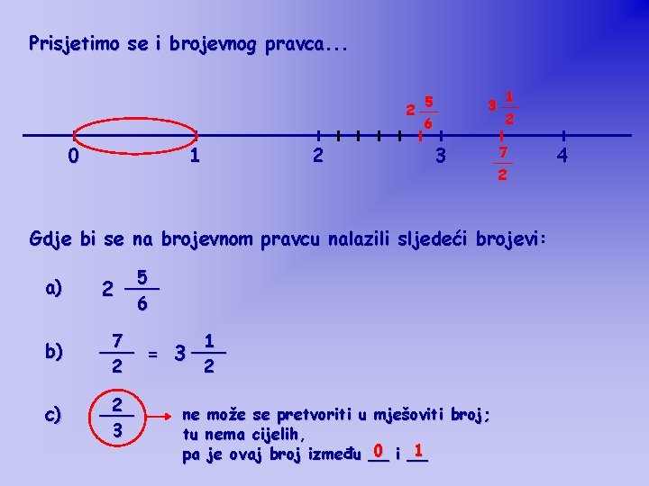 Prisjetimo se i brojevnog pravca. . . 5 2 __ 6 0 1 2 Prisjetimo se i brojevnog pravca. . . 5 2 __ 6 0 1 2