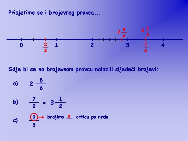 Prisjetimo se i brojevnog pravca. . . 5 2 __ 6 0 2 __