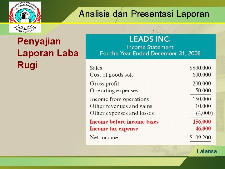 Analisis dan Presentasi Laporan Penyajian Laporan Laba Rugi Latansa 