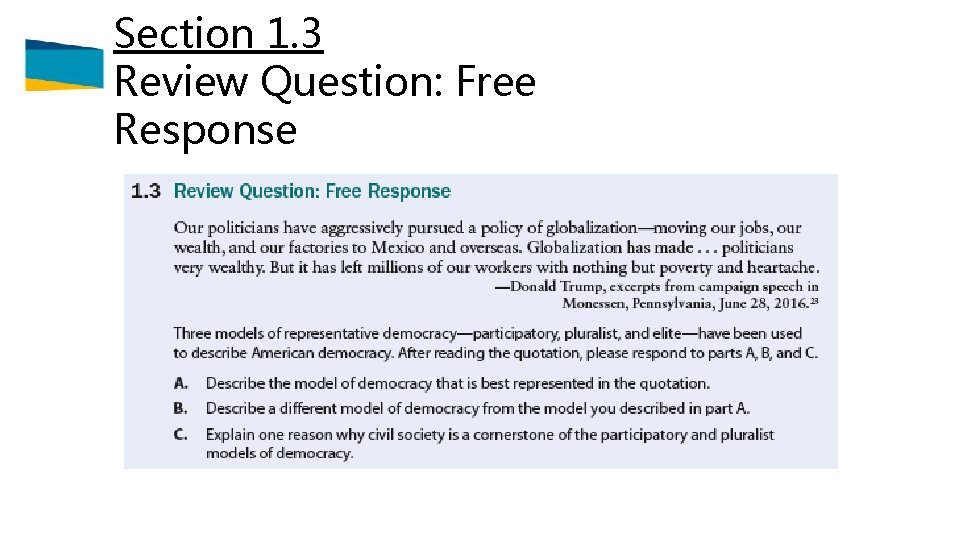 Section 1. 3 Review Question: Free Response 