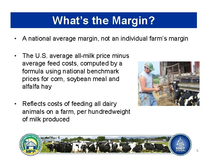 What’s the Margin? • A national average margin, not an individual farm’s margin •