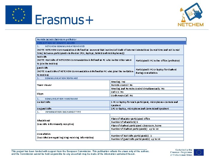 Remote access classroom-professor DESCRIPTION OF REMOTE ACCESS 1. NETCHEM COMMUNICATION SIDES (NOTE: NETCHEM Communication