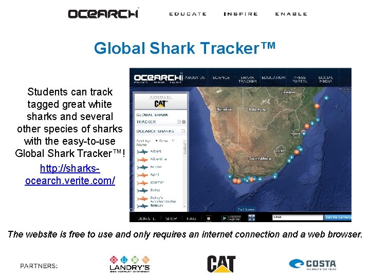 Global Shark Tracker™ Students can track tagged great white sharks and several other species