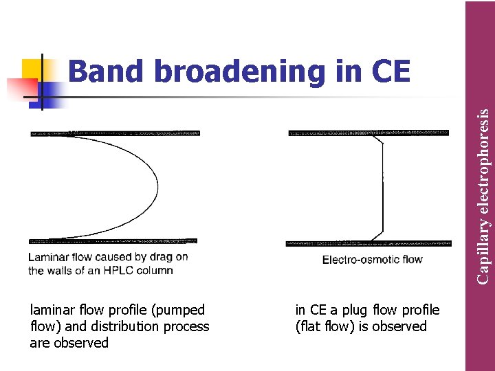 Capillary electrophoresis Band broadening in CE laminar flow profile (pumped flow) and distribution process Capillary electrophoresis Band broadening in CE laminar flow profile (pumped flow) and distribution process