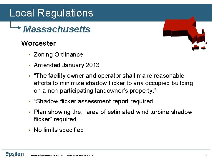 Local Regulations Massachusetts Worcester • Zoning Ordinance • Amended January 2013 • “The facility