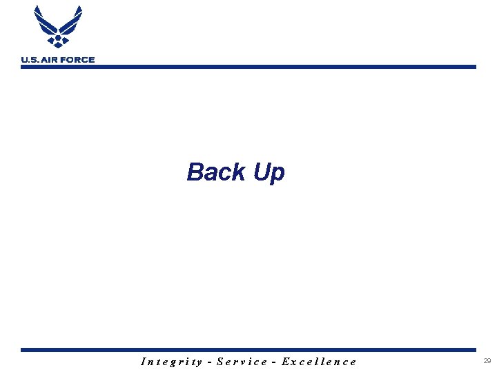 Back Up Integrity - Service - Excellence 29 