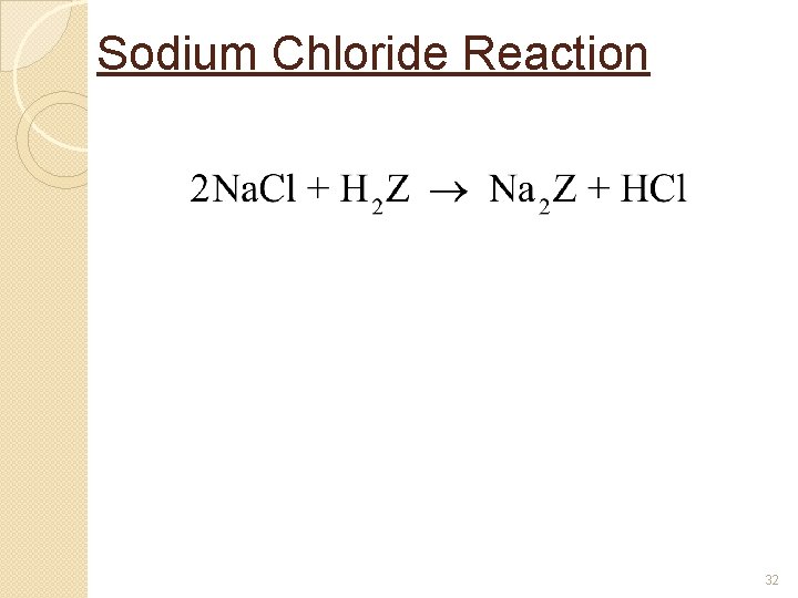 Sodium Chloride Reaction 32 Sodium Chloride Reaction 32