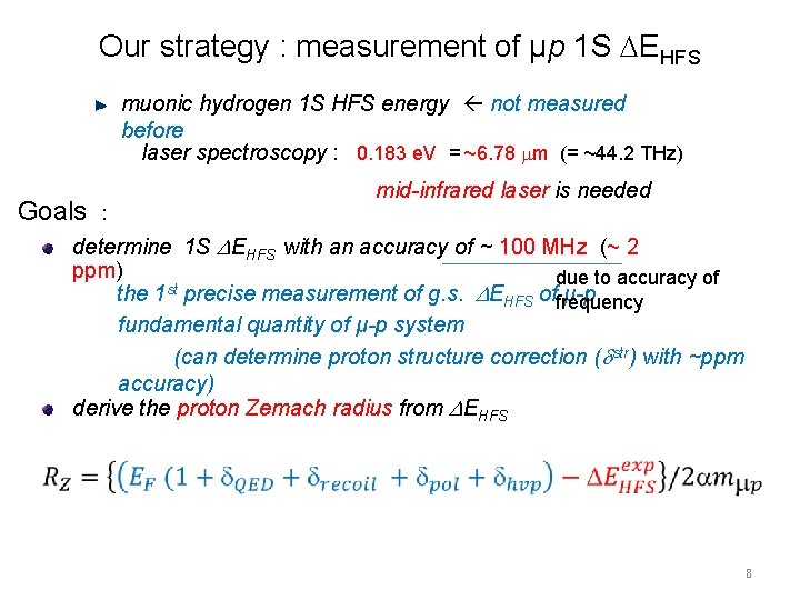 Our strategy : measurement of μp 1 S DEHFS muonic hydrogen 1 S HFS