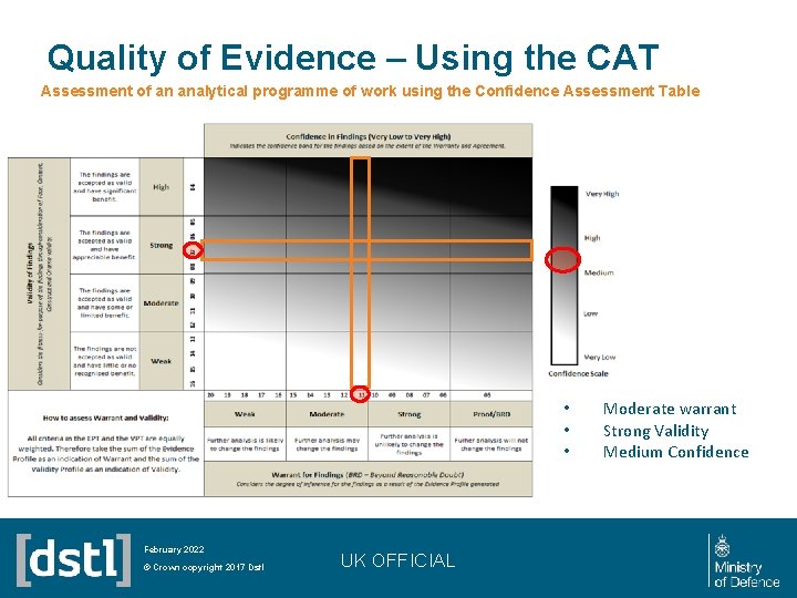 Quality of Evidence – Using the CAT Assessment of an analytical programme of work
