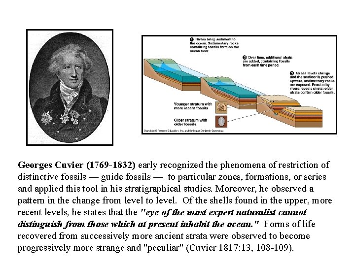 Georges Cuvier (1769 -1832) early recognized the phenomena of restriction of distinctive fossils —