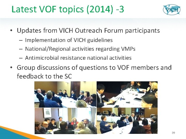 Latest VOF topics (2014) -3 • Updates from VICH Outreach Forum participants – Implementation