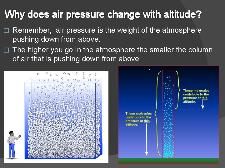 Why does air pressure change with altitude? Remember, air pressure is the weight of