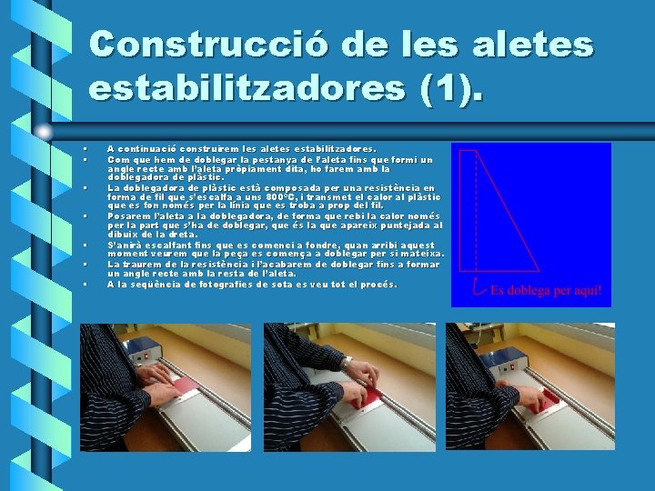 Construcció de les aletes estabilitzadores (1). • • A continuació construirem les aletes estabilitzadores.