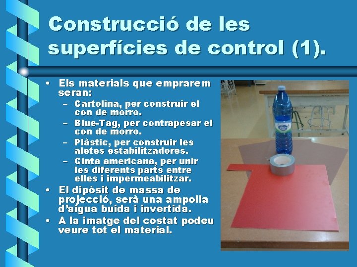 Construcció de les superfícies de control (1). • Els materials que emprarem seran: –