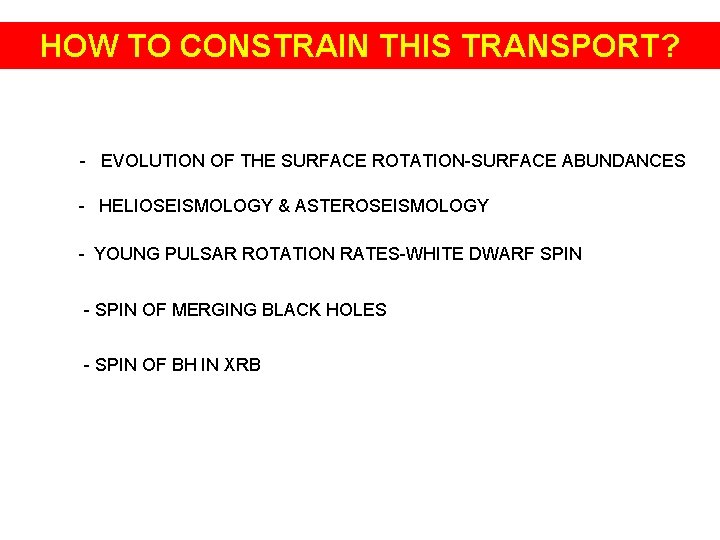 HOW TO CONSTRAIN THIS TRANSPORT? - EVOLUTION OF THE SURFACE ROTATION-SURFACE ABUNDANCES - HELIOSEISMOLOGY