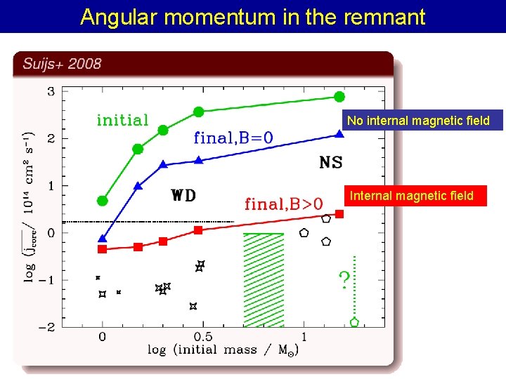 Angular momentum in the remnant No internal magnetic field Internal magnetic field 