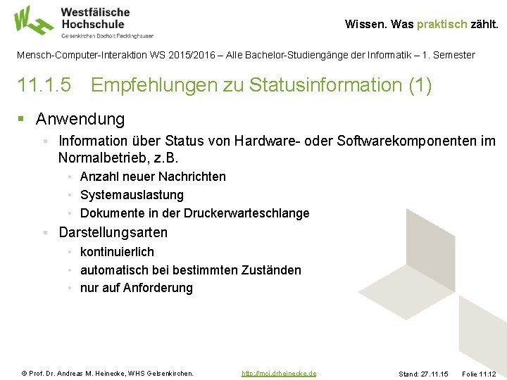 Wissen. Was praktisch zählt. Mensch-Computer-Interaktion WS 2015/2016 – Alle Bachelor-Studiengänge der Informatik – 1.