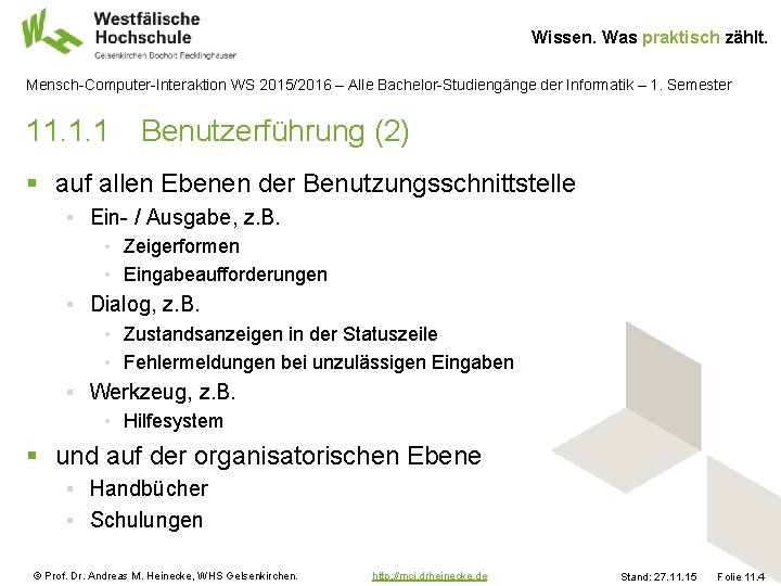 Wissen. Was praktisch zählt. Mensch-Computer-Interaktion WS 2015/2016 – Alle Bachelor-Studiengänge der Informatik – 1.